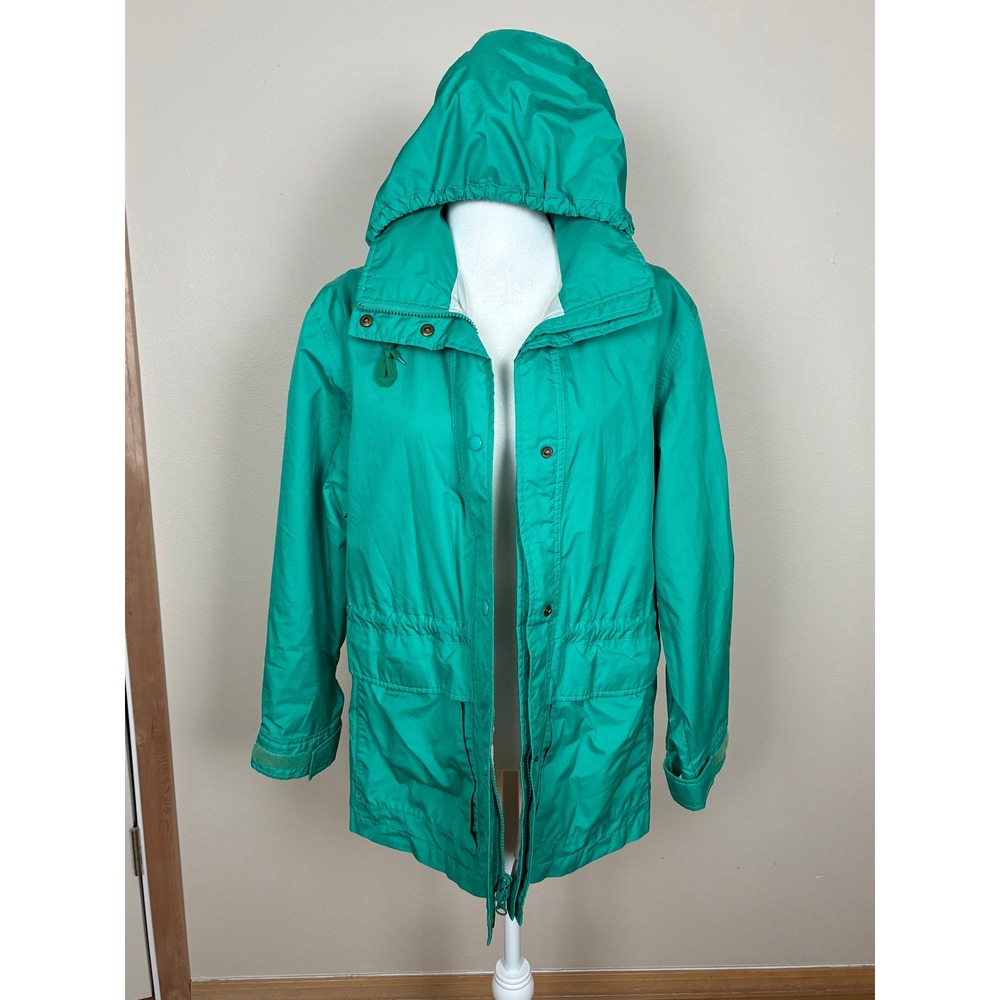 Vintage Eddie Bauer Womens Teal Gore Tex Hooded Rain Jacket Windbreaker Size S